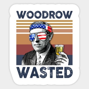 Woodrow Wasted US Drinking 4th Of July Vintage Shirt Independence Day American T-Shirt Sticker